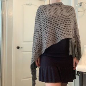 Grey knit shawl poncho